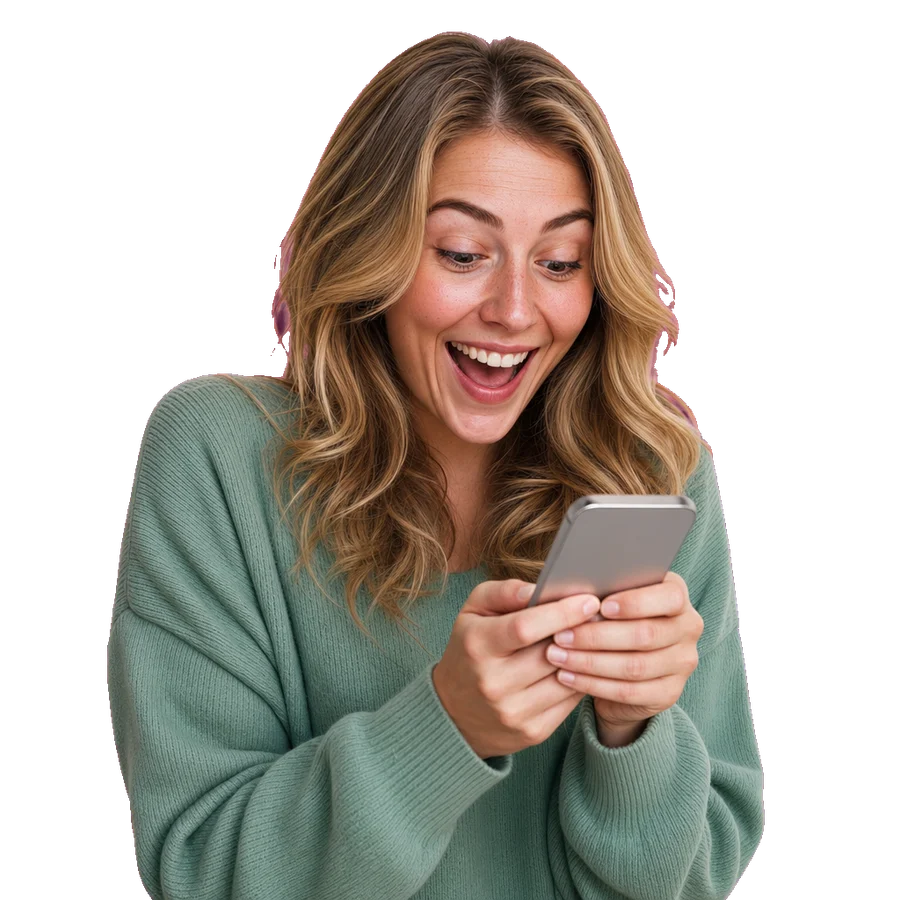 Spielerin freut sich über ihre Auszahlung
